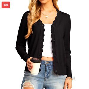 Long Sleeve V-Neck Button Down Cardigan, Slim Fit Knit Sweater for Office &